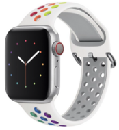 Siliconen sportband met gesp - Wit + Multicolor - Geschikt voor Apple Watch 44mm / 45mm / 46mm / 49mm afbeelding