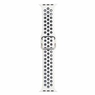 Siliconen sportband met gesp - Crème wit + Zwart - Geschikt voor Apple Watch 44mm / 45mm / 46mm / 49mm afbeelding