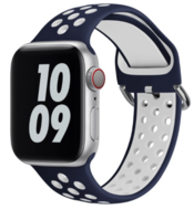 Siliconen sportband met gesp - Blauw + Wit - Geschikt voor Apple Watch 44mm / 45mm / 46mm / 49mm afbeelding
