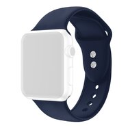 Siliconen sportbandje - Donkerblauw - Dubbele druksluiting - Geschikt voor Apple Watch 38mm / 40mm / 41mm / 42mm afbeelding