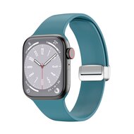 Siliconen bandje - Folding Buckle - Cyaan - Geschikt voor Apple Watch 38mm / 40mm / 41mm / 42mm afbeelding