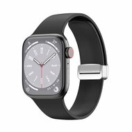 Siliconen bandje - Folding Buckle - Zwart - Geschikt voor Apple Watch 44mm / 45mm / 46mm / 49mm afbeelding