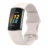FitBit Charge 5 & 6 Sportbandje met dubbele lus - Maanwit - Maat: L afbeelding
