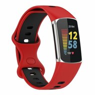 FitBit Charge 5 & 6 Sportbandje met dubbele lus - Rood / zwart - Tweekleurig - Maat: L afbeelding