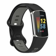 FitBit Charge 5 & 6 Sportbandje met dubbele lus - Zwart / grijs - Tweekleurig - Maat: L afbeelding