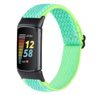 FitBit Charge 5 & 6 Elastische solo loop nylon bandje - Mint groen afbeelding