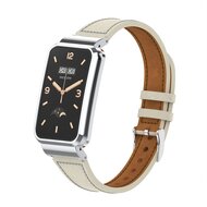 Classic leren bandje met case - Roomwit - Xiaomi Smart band 7 Pro afbeelding