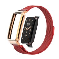 Milanese loop bandje met case - Rood - Xiaomi Smart Band 7 Pro afbeelding