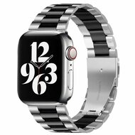 Stalen schakelband - Zilver met zwart - Geschikt voor Apple watch 38mm / 40mm / 41mm / 42mm afbeelding