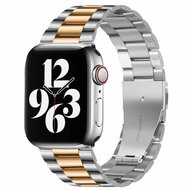 Stalen schakelband - Zilver met rosé goud - Geschikt voor Apple watch 38mm / 40mm / 41mm / 42mm afbeelding