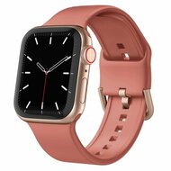 Soft siliconen bandje met gespsluiting - Donker koraal - Geschikt voor Apple Watch 38mm / 40mm / 41mm / 42mm afbeelding