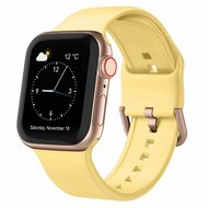 Soft siliconen bandje met gespsluiting - Geel - Geschikt voor Apple Watch 44mm / 45mm / 46mm / 49mm afbeelding