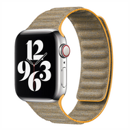 Denim nylon bandje - Oker - Geschikt voor Apple Watch 38mm / 40mm / 41mm / 42mm afbeelding