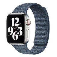 Denim nylon bandje - Donkerblauw - Geschikt voor Apple Watch 44mm / 45mm / 46mm / 49mm afbeelding