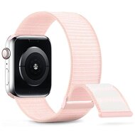 Nylon sport loop band - Lichtroze - Extra sterke klittenbandsluiting - Geschikt voor Apple Watch 38mm / 40mm / 41mm / 42mm afbeelding