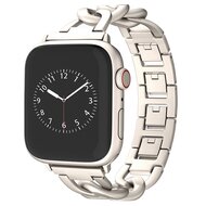 Metalen quick-release ketting band - Sterrenlicht / starlight - Geschikt voor Apple watch 38mm / 40mm / 41mm / 42mm afbeelding