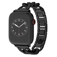 Metalen quick-release ketting band - Zwart - Geschikt voor Apple watch 38mm / 40mm / 41mm / 42mm afbeelding