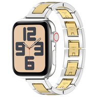 Slim Stainless steel quick-release band (small) - Zilver met goud - Geschikt voor Apple watch 38mm / 40mm / 41mm / 42mm afbeelding