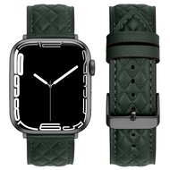 Leren bandje met diamant patroon - Donkergroen - Geschikt voor Apple Watch 38mm / 40mm / 41mm / 42mm afbeelding