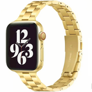 Stalen slim fit schakelband - Goud - Geschikt voor Apple watch 44mm / 45mm / 46mm / 49mm afbeelding