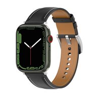 Luxe leren bandje - Zwart - Geschikt voor Apple Watch 44mm / 45mm / 46mm / 49mm afbeelding