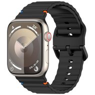 Wave sportband - Zwart - Geschikt voor Apple Watch 38mm / 40mm / 41mm / 42mm afbeelding