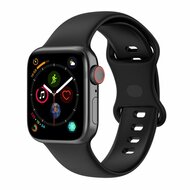 Siliconen sportbandje - Zwart - Maat: M/L - Geschikt voor Apple Watch 38mm / 40mm / 41mm / 42mm afbeelding