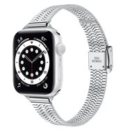 Stainless steel slim fit bandje - Zilver - Geschikt voor Apple Watch 38mm / 40mm / 41mm / 42mm afbeelding