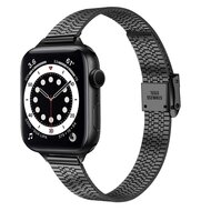 Stainless steel slim fit bandje - Zwart - Geschikt voor Apple Watch 38mm / 40mm / 41mm / 42mm afbeelding