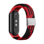Braided nylon bandje - Rood met zwart - Xiaomi Smart Band 8 & 9 afbeelding