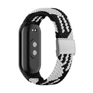 Braided nylon bandje - Zwart met wit - Xiaomi Smart Band 8 & 9 afbeelding