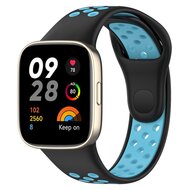 Siliconen sportband - Zwart met blauw - Xiaomi Redmi Watch 3 afbeelding