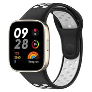 Siliconen sportband - Zwart met wit - Xiaomi Redmi Watch 3 afbeelding