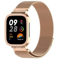 Milanese bandje met case - Champagne goud - Xiaomi Redmi Watch 3 / Mi Watch Lite 3 afbeelding