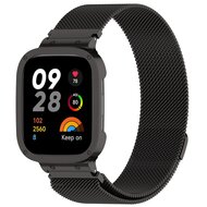 Milanese bandje met case - Zwart - Xiaomi Redmi Watch 3 afbeelding