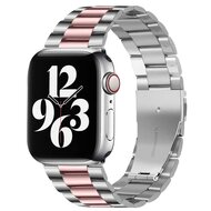 Stalen schakelband - Zilver met rosé pink - Geschikt voor Apple watch 44mm / 45mm / 46mm / 49mm afbeelding