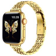 Stalen slim fit band - Goud - Geschikt voor Apple watch 44mm / 45mm / 46mm / 49mm afbeelding