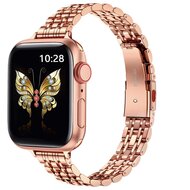 Stalen slim fit band - Rosé goud - Geschikt voor Apple watch 44mm / 45mm / 46mm / 49mm afbeelding