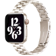 Stalen slim fit schakelband - Starlight / sterrenlicht - Geschikt voor Apple watch 44mm / 45mm / 46mm / 49mm afbeelding