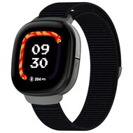 Fitbit Ace LTE - Nylon loop band met klittenbandsluiting - Zwart afbeelding