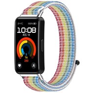 Sport loop nylon bandje - Multicolor regenboog - Huawei Band 10 / 9 / 8 afbeelding