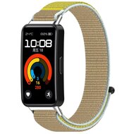 Sport loop nylon bandje - Beige / geel - Huawei Band 10 / 9 / 8 afbeelding