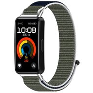 Sport loop nylon bandje - Blauw / groen - Huawei Band 10 / 9 / 8 afbeelding