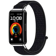 Sport loop nylon bandje - Zwart gemêleerd - Huawei Band 10 / 9 / 8 afbeelding