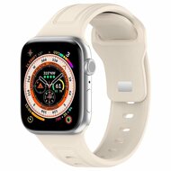 Square siliconen band - Beige - Geschikt voor Apple Watch 38mm / 40mm / 41mm / 42mm afbeelding