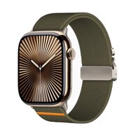 Nylon bandje met Parachute sluiting - Donkergroen - Geschikt voor Apple Watch 44mm / 45mm / 46mm / 49mm afbeelding