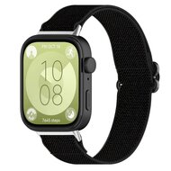Elastische nylon band - Zwart - Huawei Watch Fit 3 / Fit 4 afbeelding