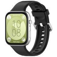 Siliconen bandje met gesp - Zwart - Huawei Watch Fit 3 / Fit 4 afbeelding