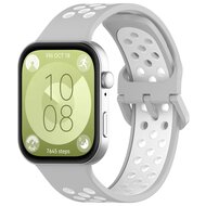 Tweekleurige siliconen band - Grijs met wit - Huawei Watch Fit 3 / Fit 4 afbeelding