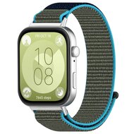 Sport loop nylon bandje - Blauw met groen - Huawei Watch Fit 3 / Fit 4 afbeelding
